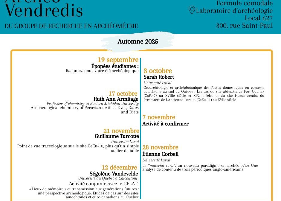 Archéo-vendredis – programmation de l’automne 2025