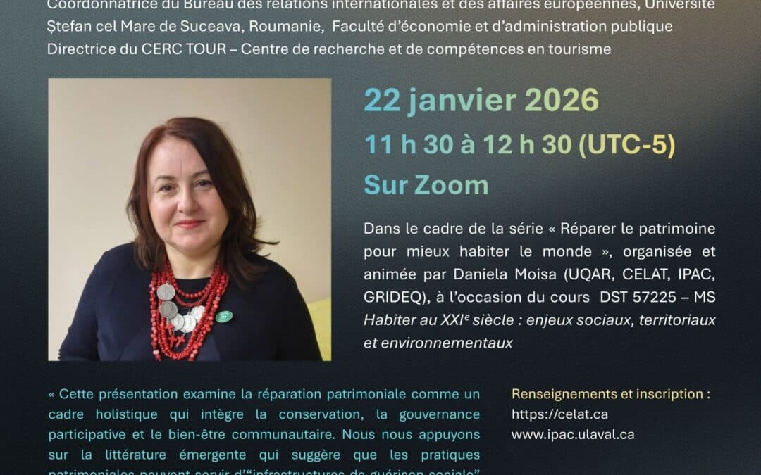 Conférence de Carmen Chasovschi « Reconstruction du patrimoine : de la restauration matérielle à la guérison communautaire »