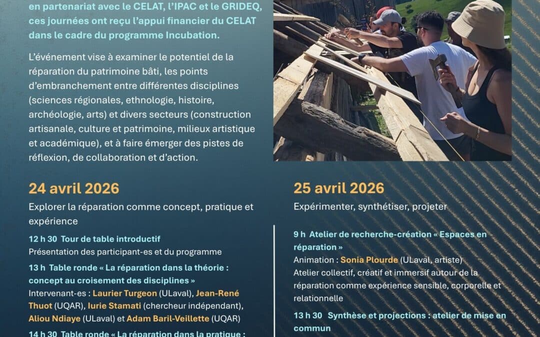 Journées d&rsquo;étude Repenser la réparation pour mieux habiter les mondes